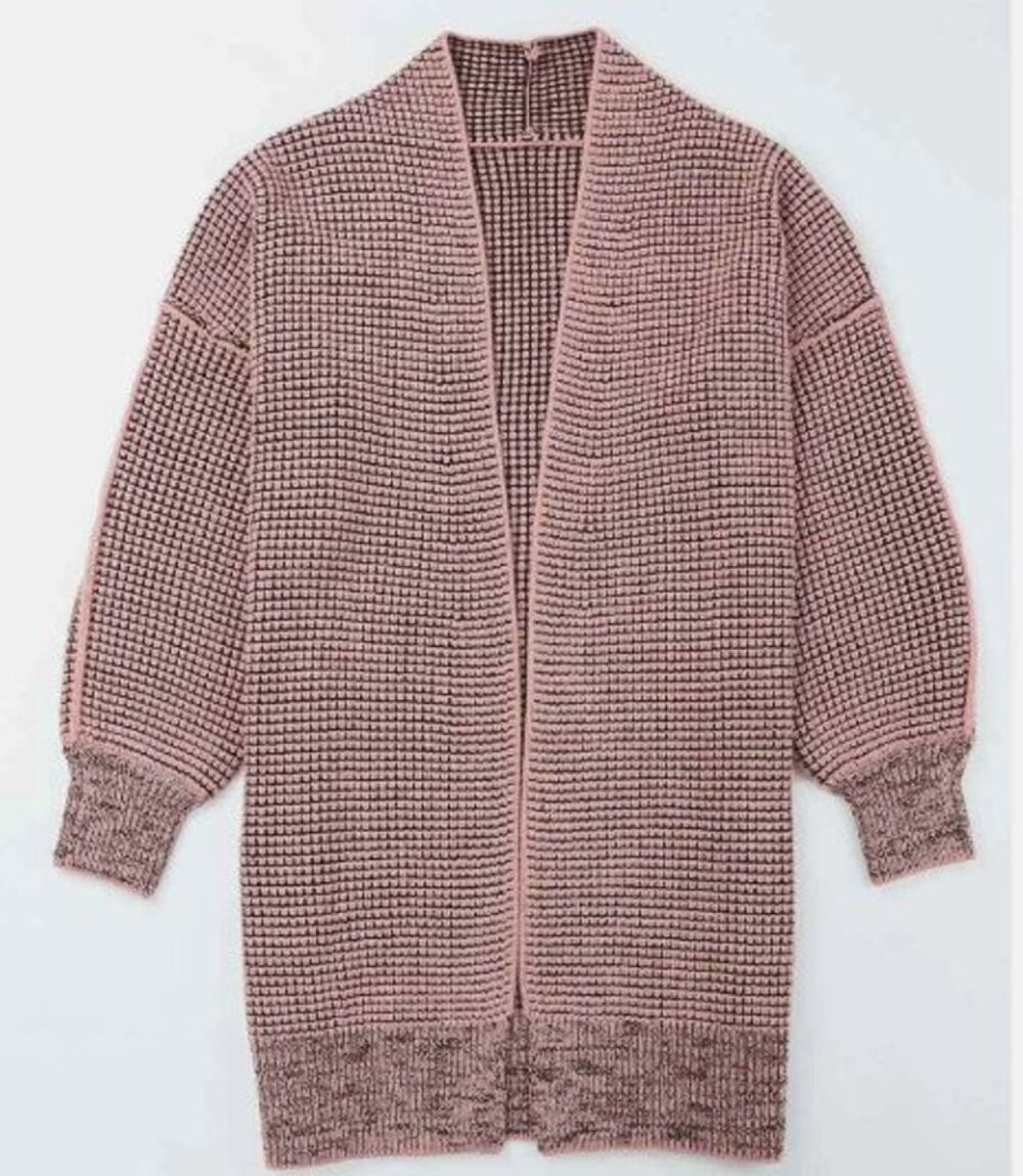 Heathered Purple & Black Open Front Longline Cardigan Size M